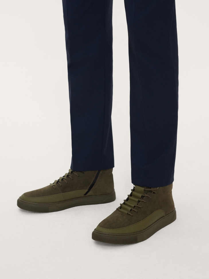 Wysokie sneakersy męskie z dwóch rodzajów skóry