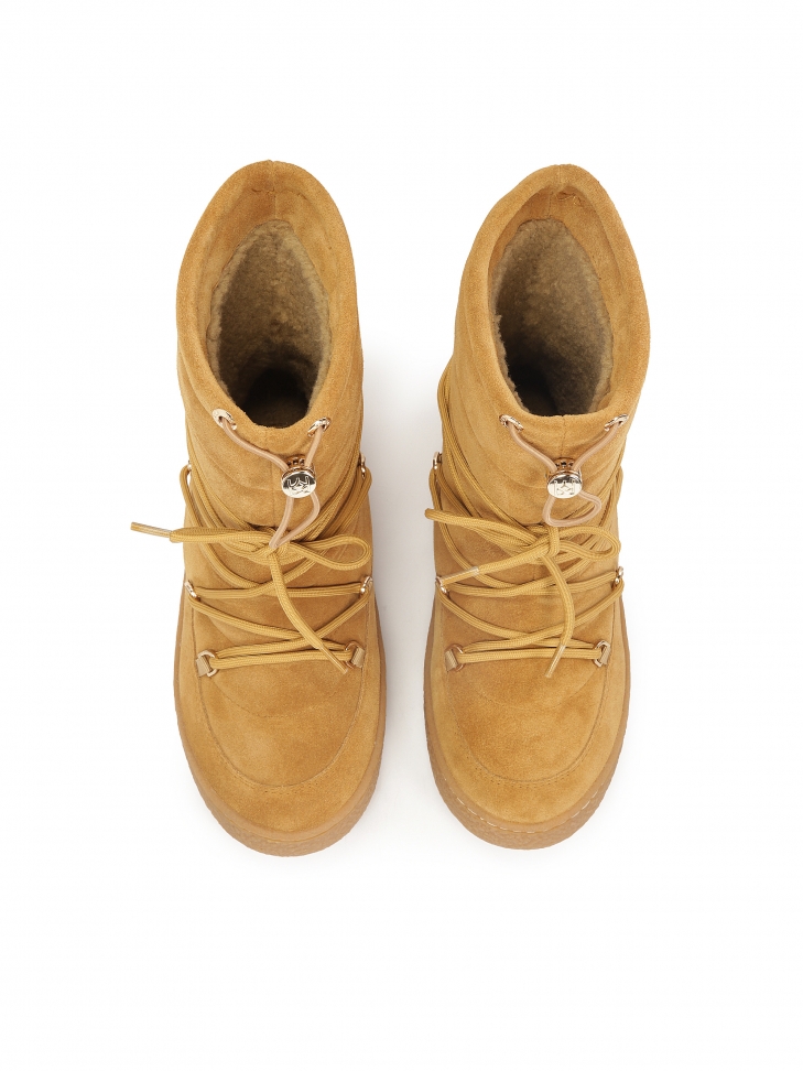 Zamszowe śniegowce z wysoką cholewką