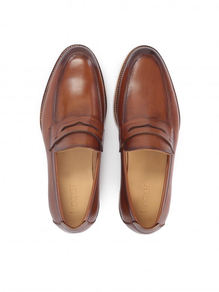 Wsuwane półbuty męskie na prostej jasnej podeszwie