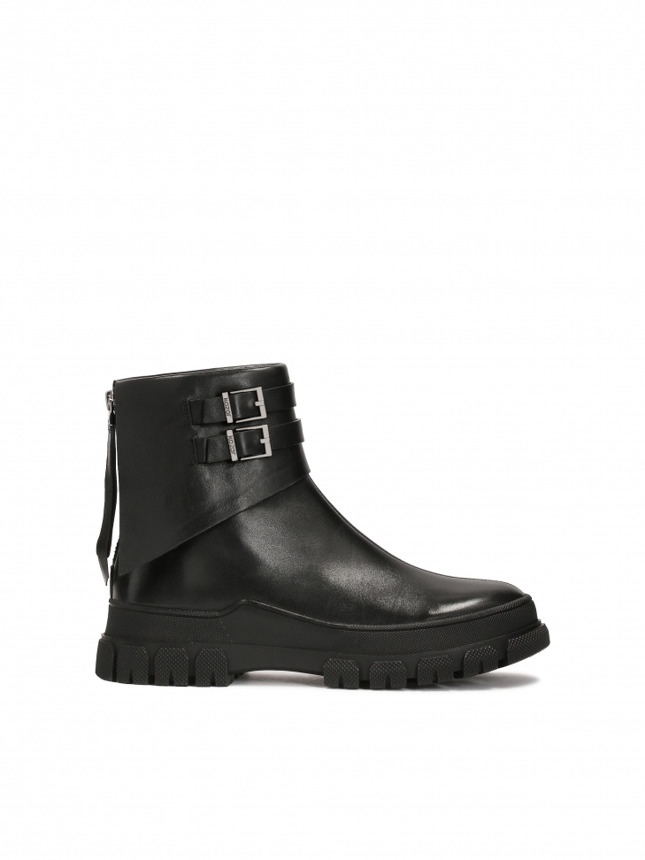 Skórzane botki z wywiniętą cholewką