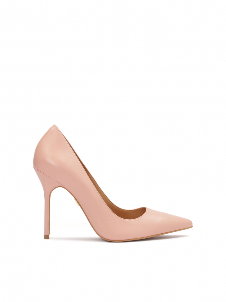 Skórzane czółenka na smukłym obcasie