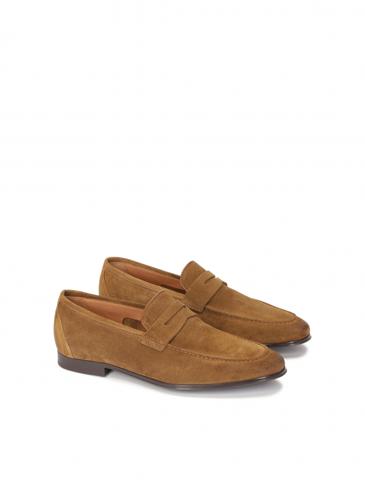 Brązowe loafersy z miękkiego zamszu bez futrówki