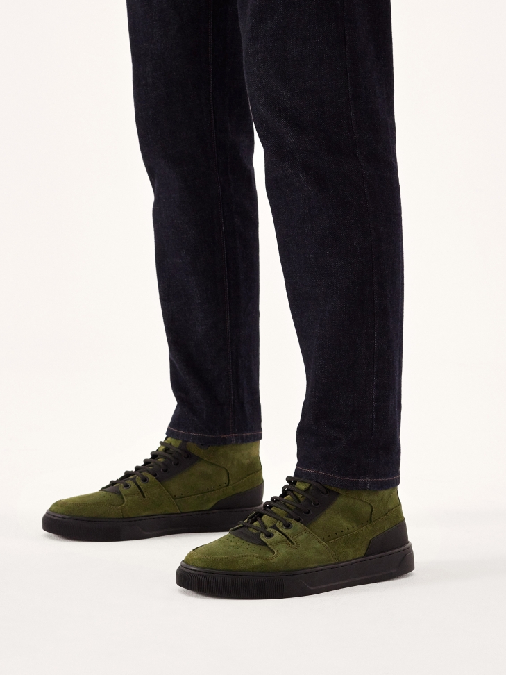 Zielone sneakersy męskie z zamszu