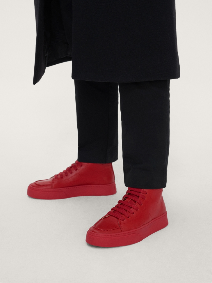 Czerwone sneakersy męskie do kostki