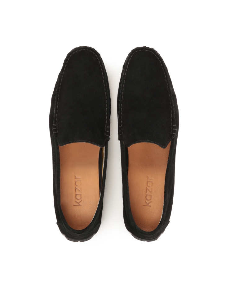 Czarne zamszowe mokasyny męskie