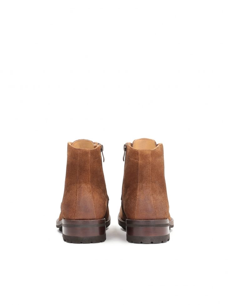 Zamszowe trzewiki męskie z suwakiem i sznurowaniem