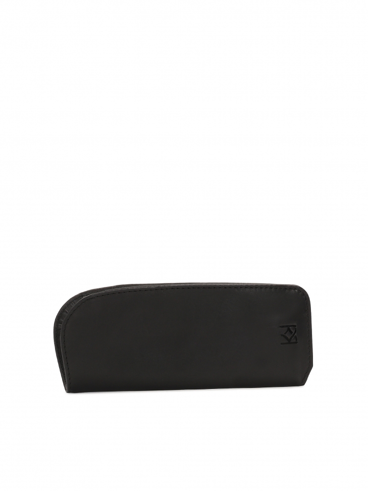 Skórzane czarne etui na okulary i długopis