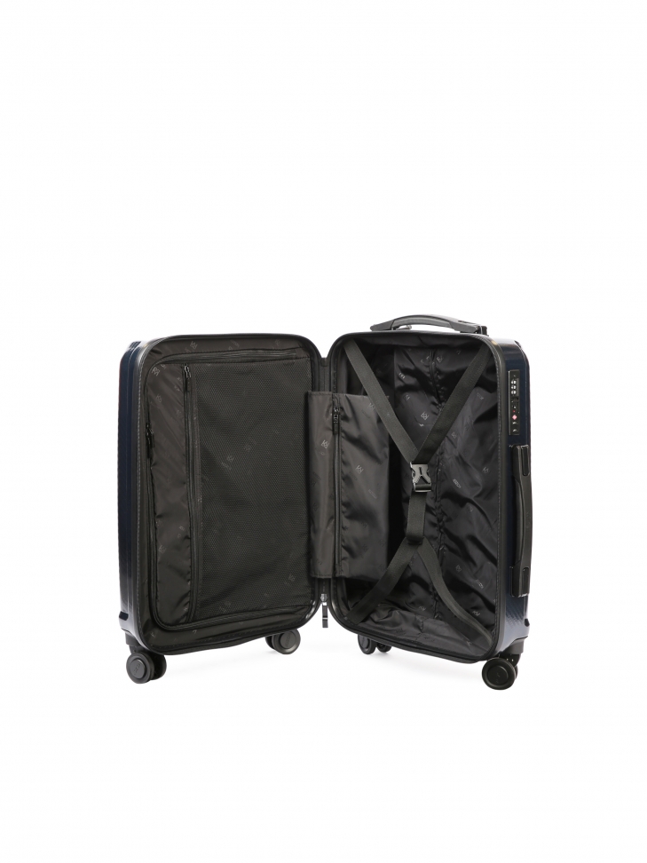 Mała granatowa walizka kabinowa z wytrzymałego materiału