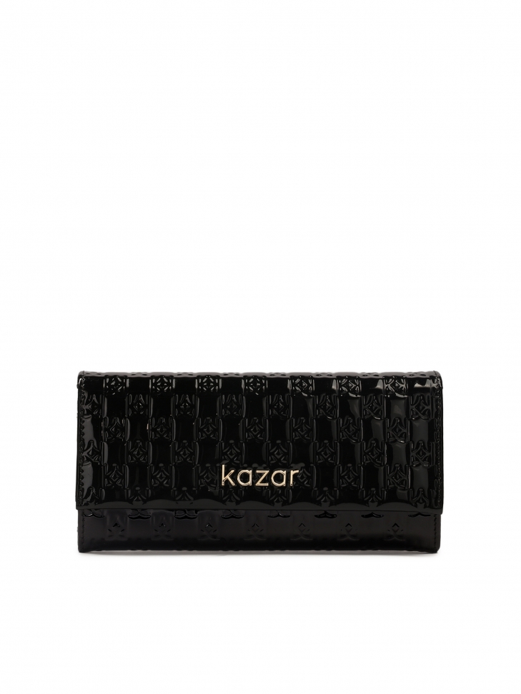 Połyskujący czarny portfel w efektownie tłoczony wzór