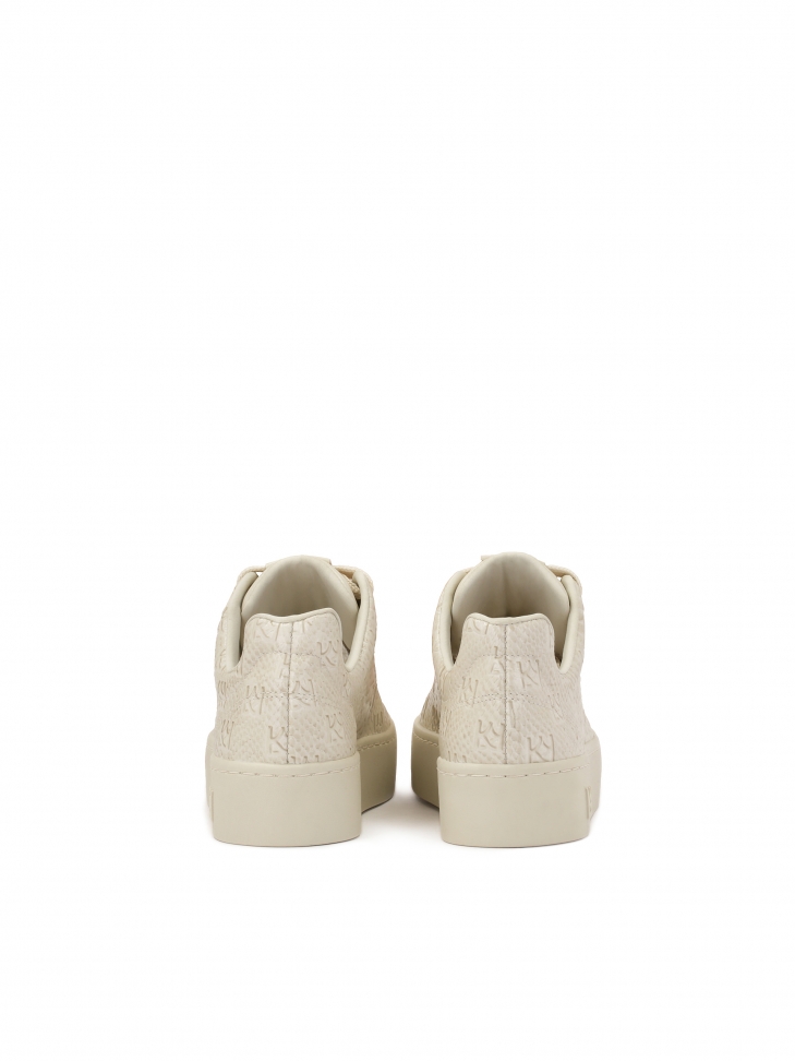 Komfortowe skórzane sneakersy w tłoczony wzór