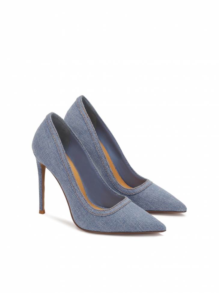 Niebieskie czółenka z tkaniny denim