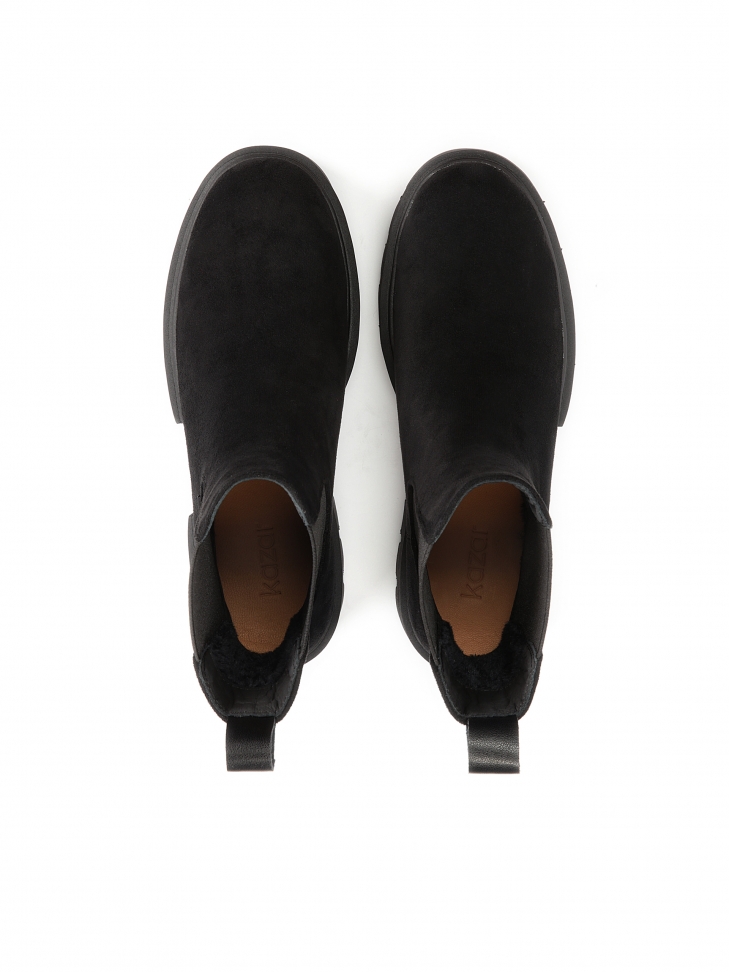 Botki typu chelsea z czarnej tkaniny