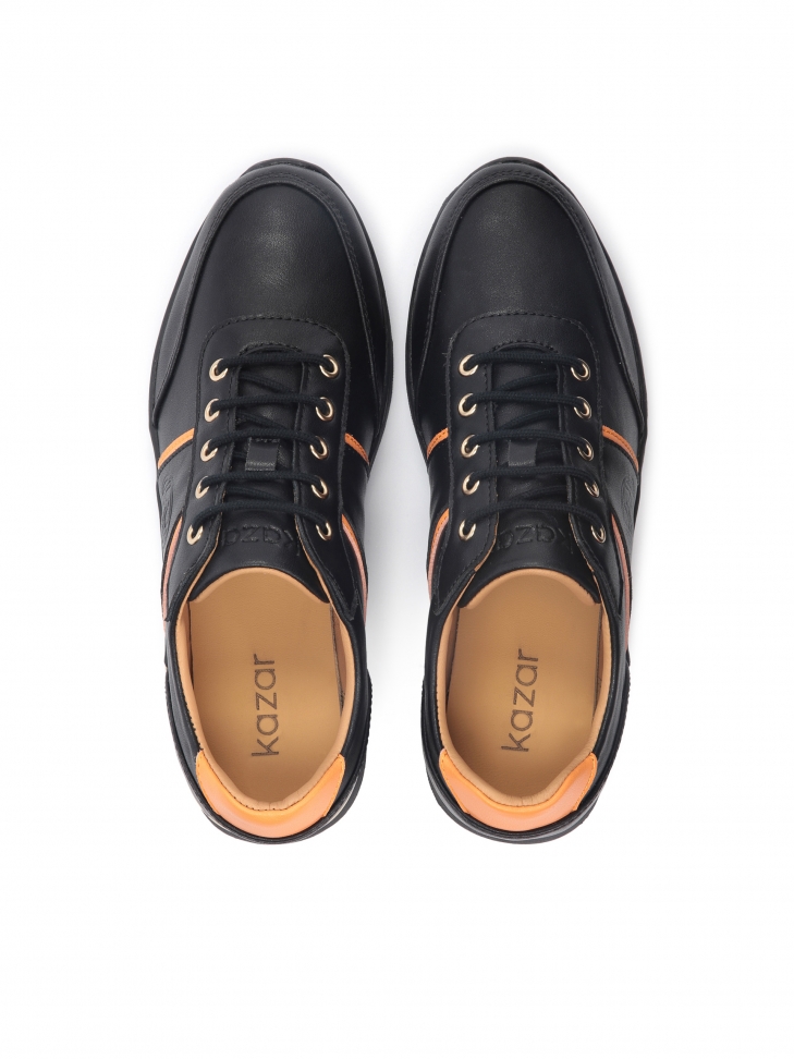 Czarne sneakersy damskie z pomarańczowymi elementami