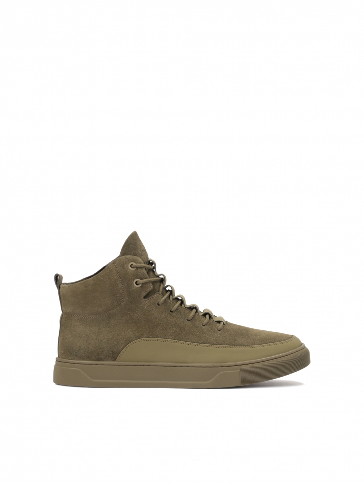 Wysokie sneakersy męskie z dwóch rodzajów skóry