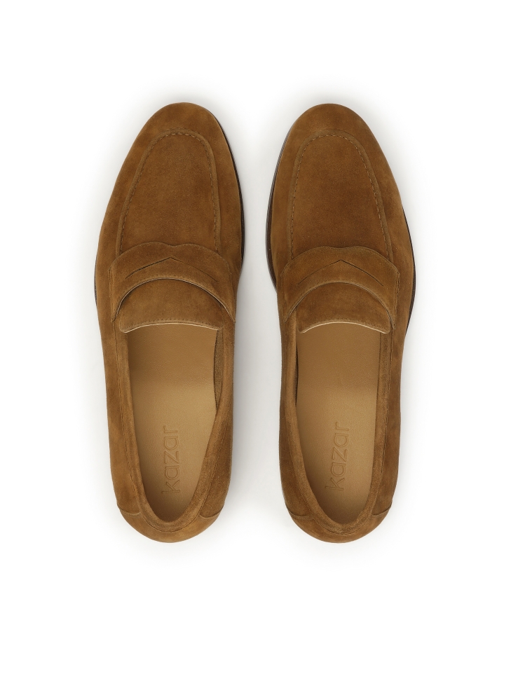 Brązowe zamszowe loafersy minimal