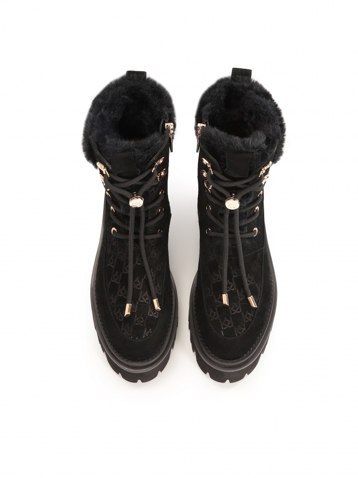 Zamszowe trzewik z futerkiem