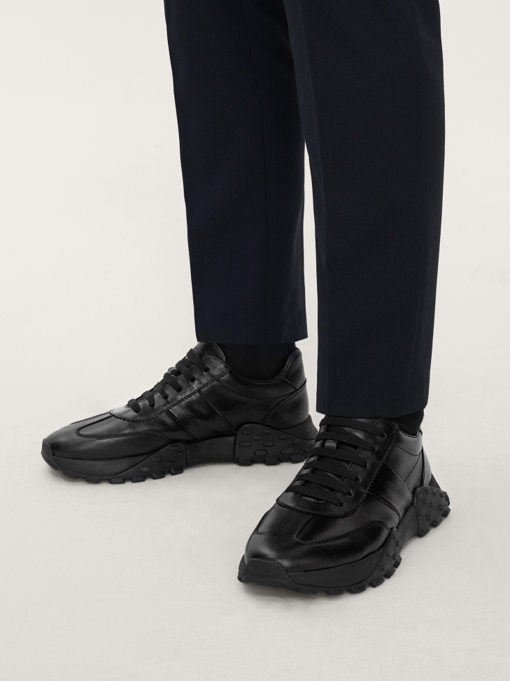 Modne skórzane sneakersy męskie z licowej skóry