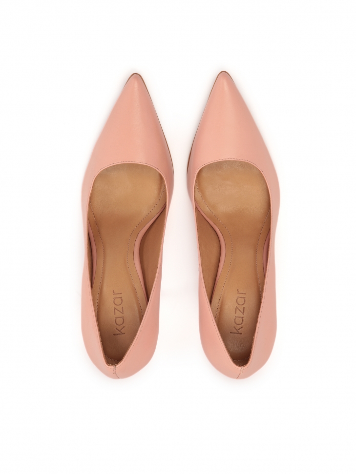 Skórzane czółenka na smukłym obcasie