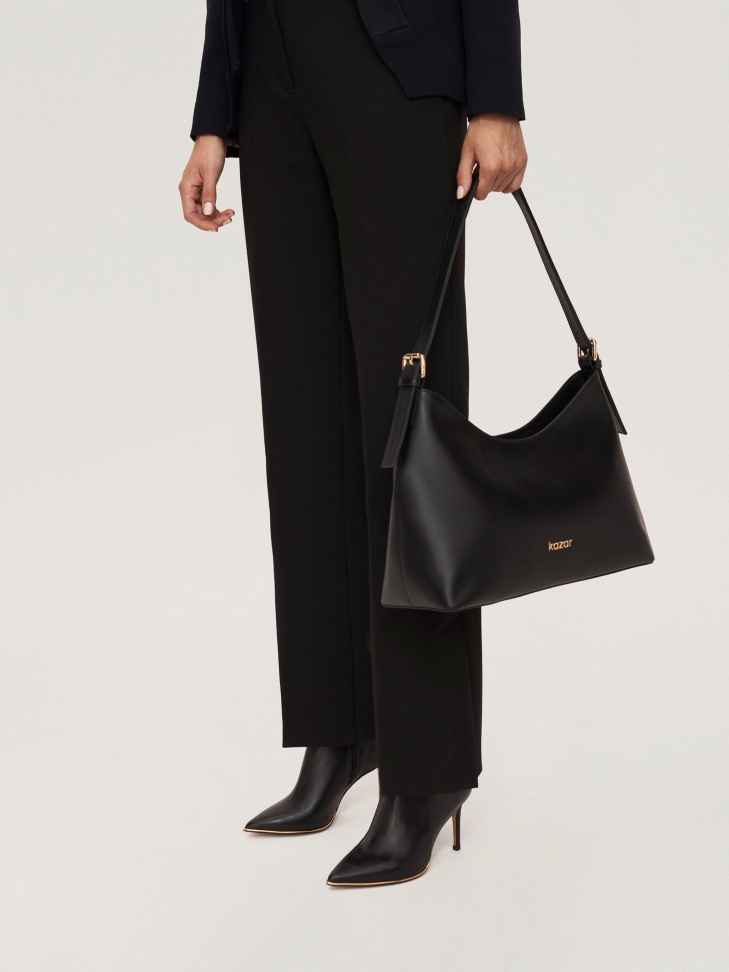 Klasyczne czarne botki na szpilce z niską cholewką