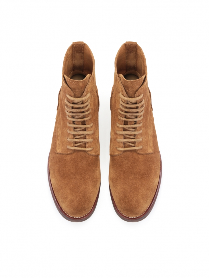 Zamszowe trzewiki męskie z wysoką sznurowaną cholewką