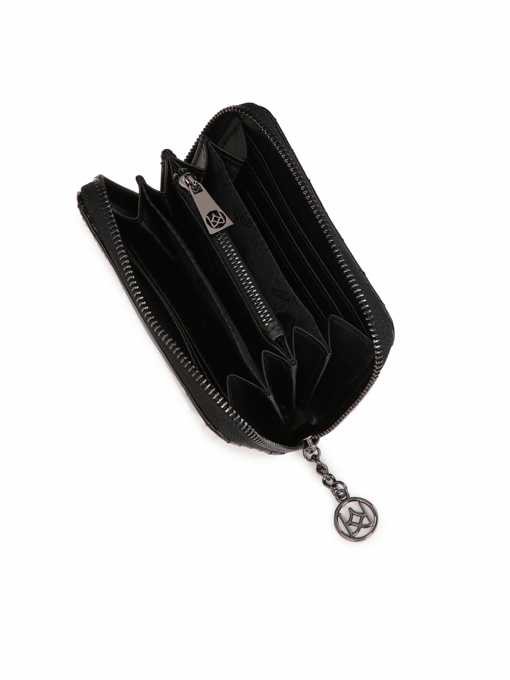 Mały skórzany portfel w pikowany wzór