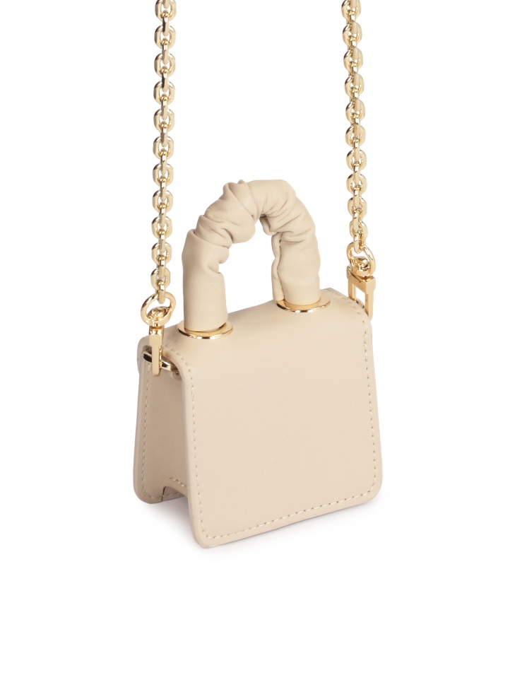 Beżowa mini torebka skórzana do ręki i na ramię