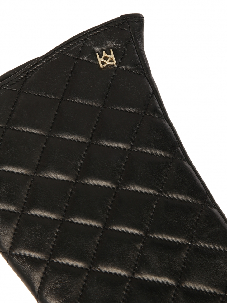 Skórzane czarne rękawiczki z wydłużonym profilem