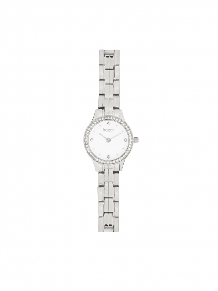 Srebrny zegarek na wąskiej bransolecie