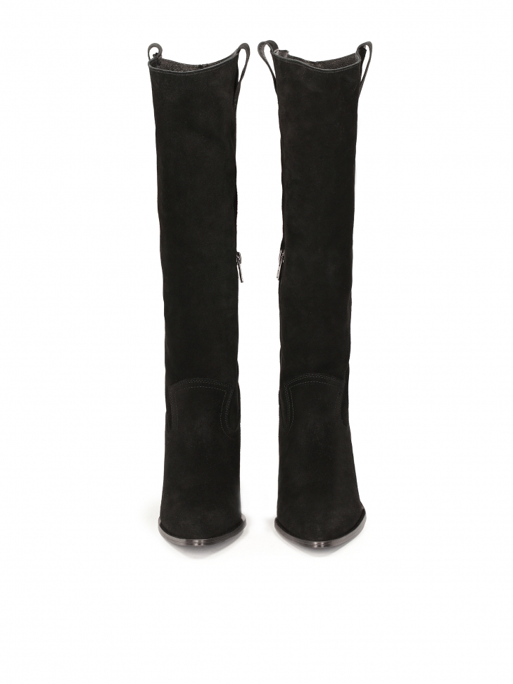 Kozaki typu kowbojki z zamszu