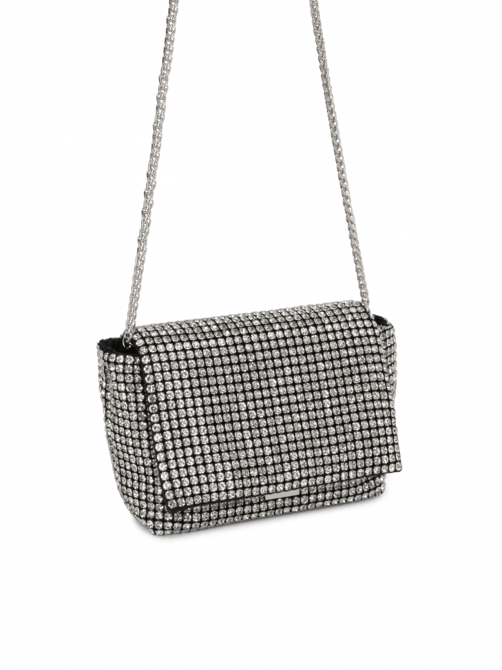 Torebka wieczorowa z klapką zdobiona cyrkoniami