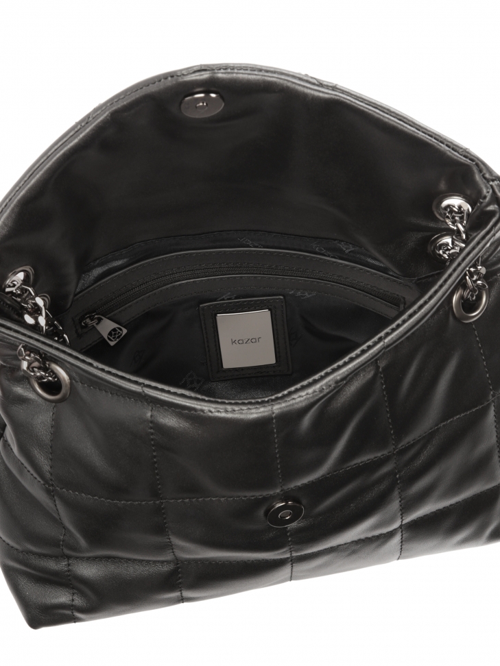 Pikowana skórzana torebka z klapką