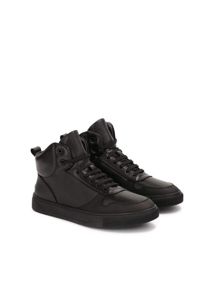 Męskie sneakersy z gładkiej skóry z matowym noskiem