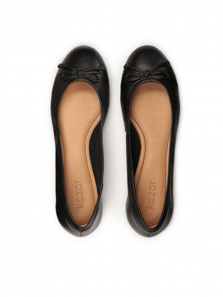 Komfortowe czarne baleriny z kokardką