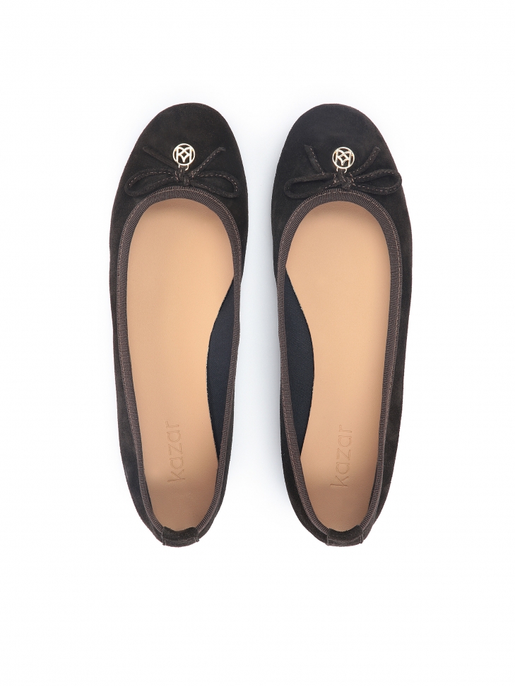 Brązowe baleriny z miękkiego zamszu