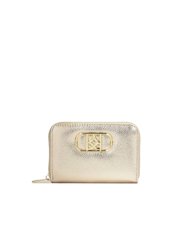 Kompaktowy portfel z metalizowanej skóry