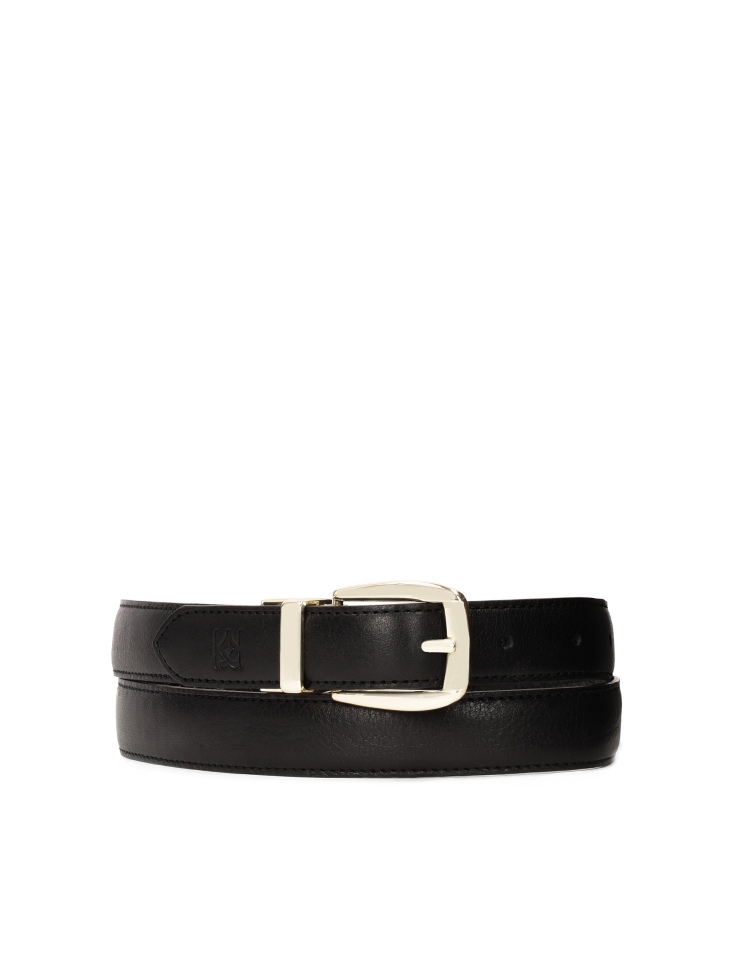 Czarny dwustronny pasek z dwóch rodzajów skóry