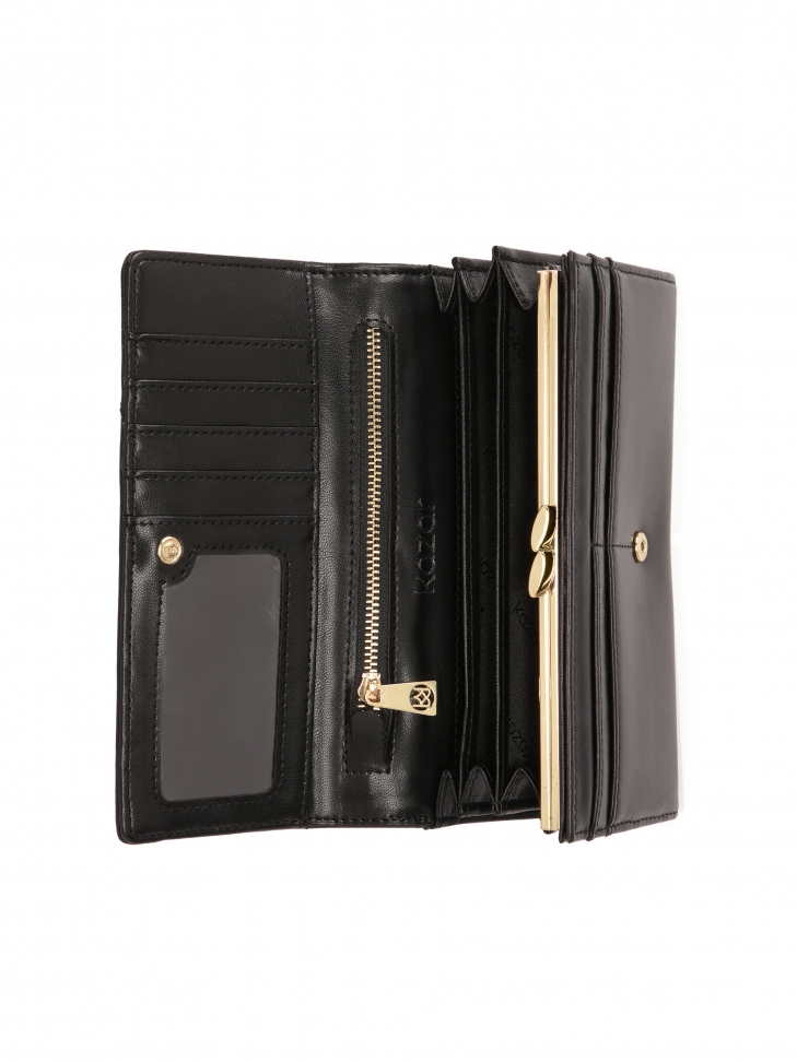 Podłużny pikowany portfel z klapką