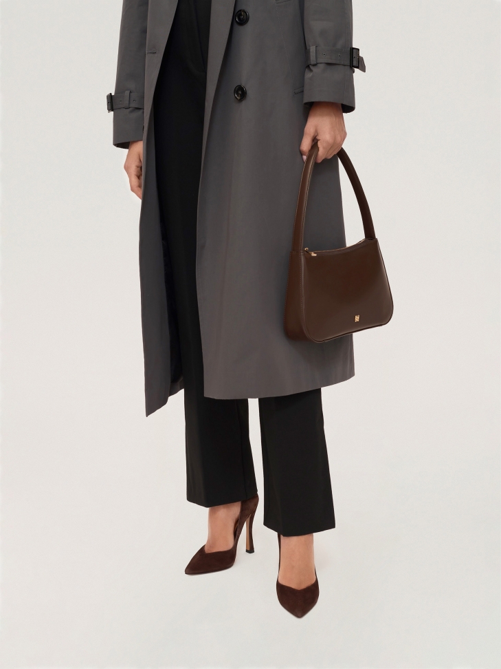 Zamszowe czółenka damskie w kolorze ciemnego brązu