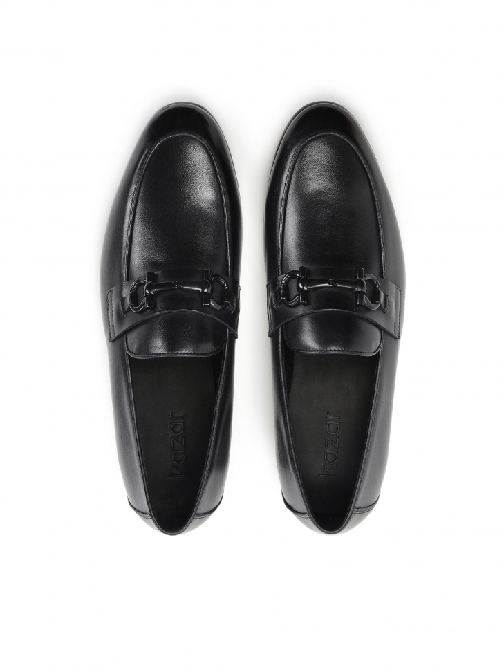 Czarne loafersy męskie z metalowym wędzidłem