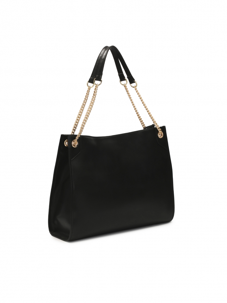 Duża prosta torebka z łańcuchami na ramię