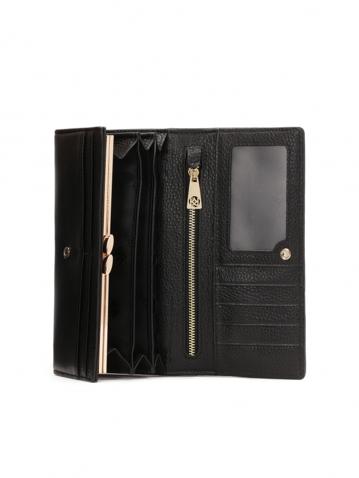 Duży skórzany portfel z finezyjnym pikowaniem