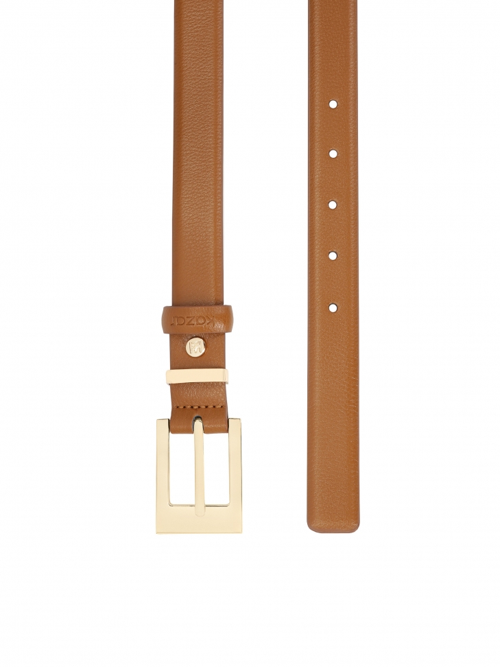 Wąski brązowy pasek z naturalnej skóry