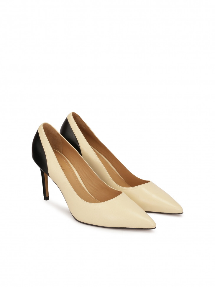 Dwukolorowe czółenka na smukłej szpilce