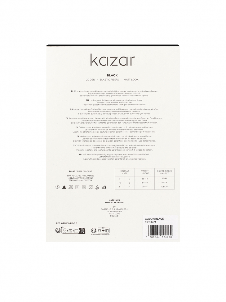 Czarne matowe rajstopy gładkie 20 DEN