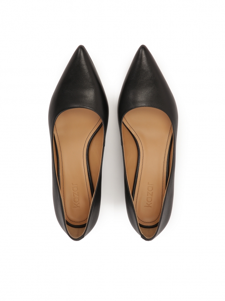 Czarne czółenka na niewysokim szerokim obcasie