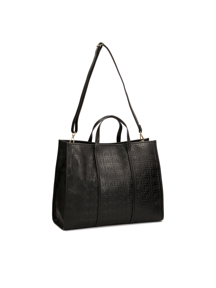 Duża czarna torebka w tłoczony wzór