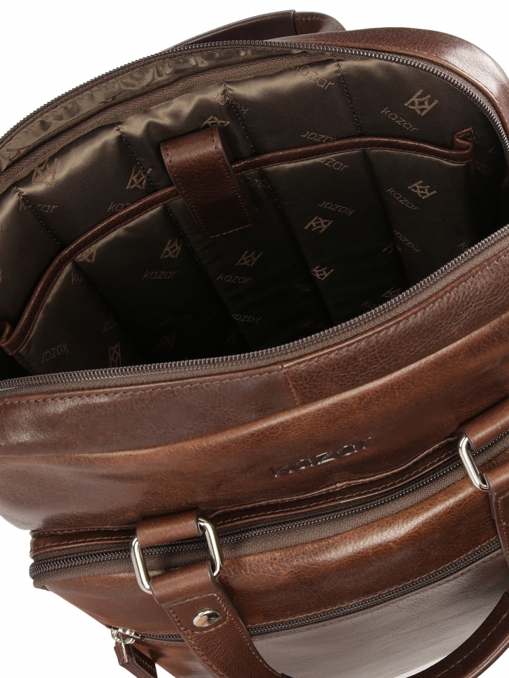 Brązowy duży plecak biznesowy ze skóry