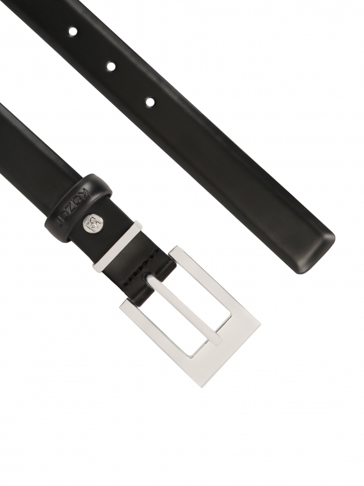 Wąski pasek z gładkiej czarnej skóry