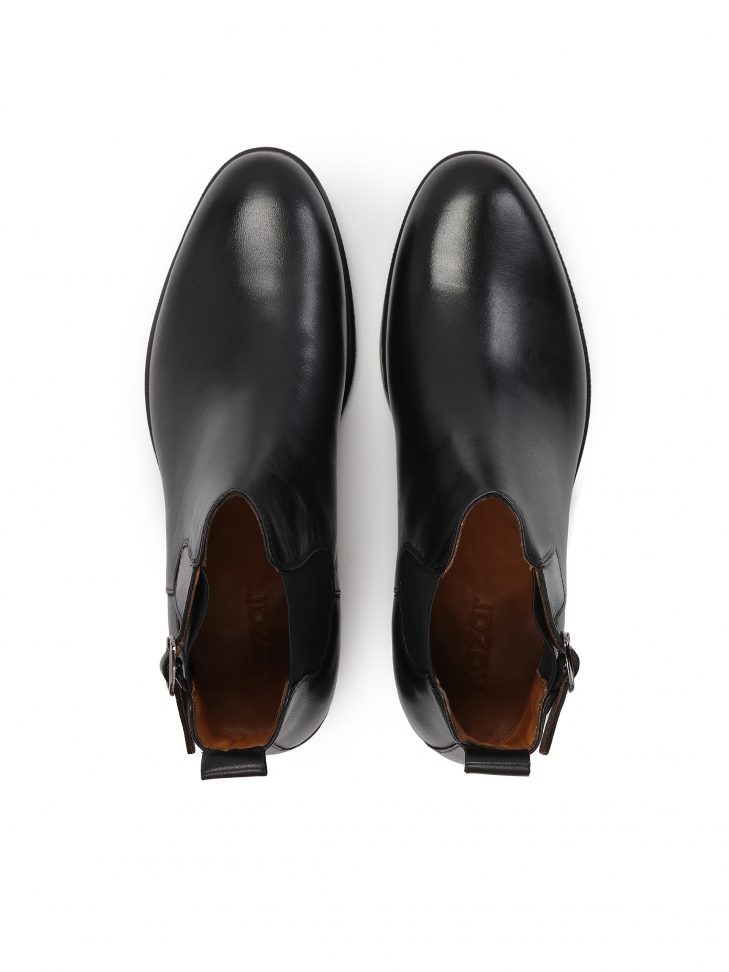 Czarne klasyczne sztyblety męskie z paskiem z klamrą