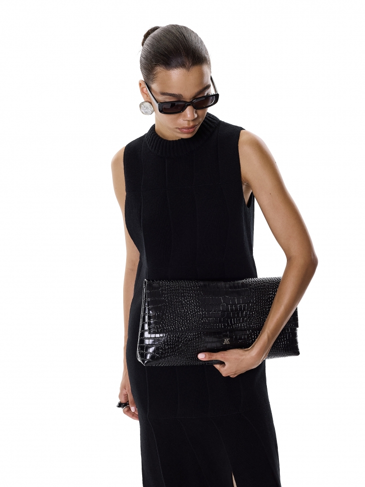 Duża torebka wieczorowa z tłoczonej skóry